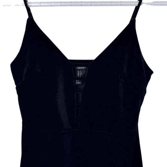 Forever 21 black velvet bodycon midi dress size S - Picture 3 of 7